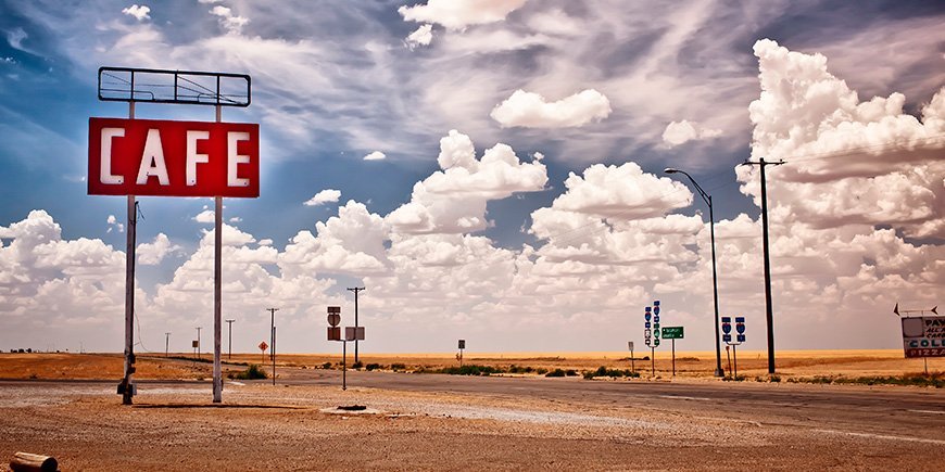 Einsames Café mitten im Nirgendwo auf der Route 66 in den USA